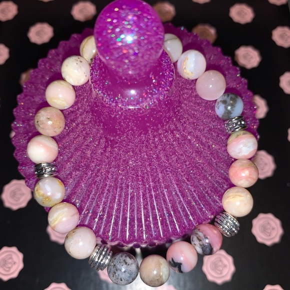🪬2/$20🪬 ✋🏼Made Nat 8mm Rhodochrosite & Nat 8mm Pink Opal Stone Bracelet - Picture 13 of 16